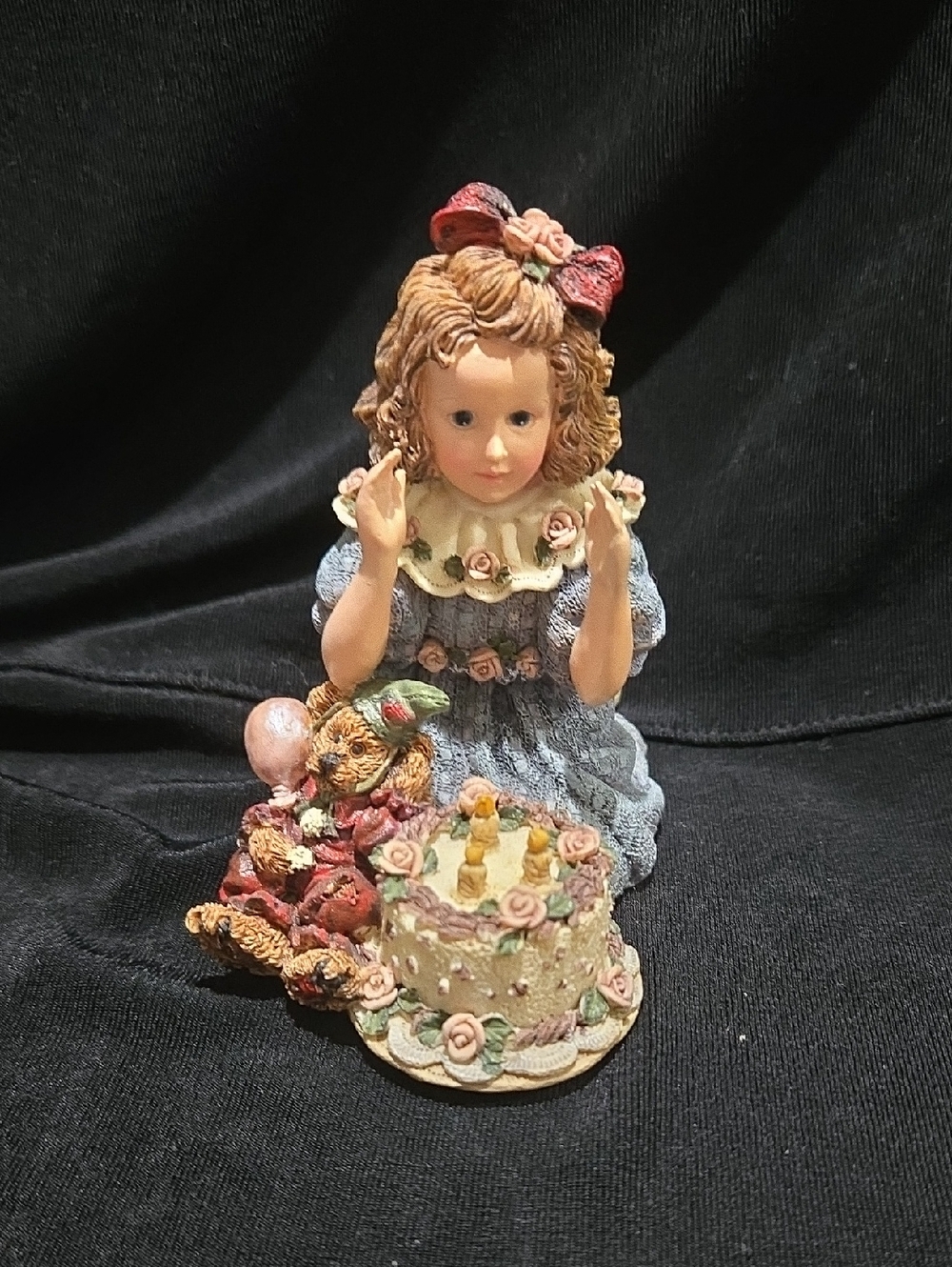 Boyds Bears Dollstone Collection titled "Rebecca with Elliot... Birthday"